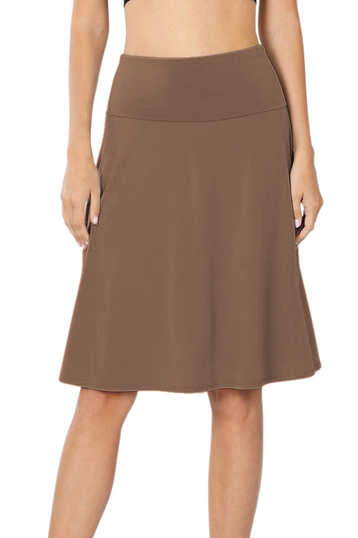 High Waist Fold Over A-Line Flared Midi Swing Skirt | Swing skirt, Flared,  Skirts
